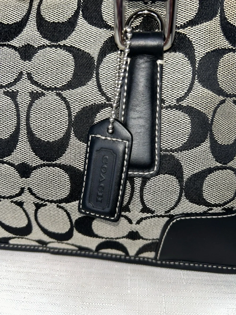 Coach Vintage Black Satchel with Leather Trim and Chrome Hardware